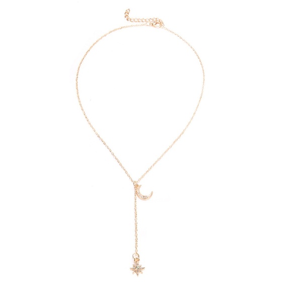 !!!5 for $25 Gold Color Moon Star Crystal Necklace - Picture 2 of 3